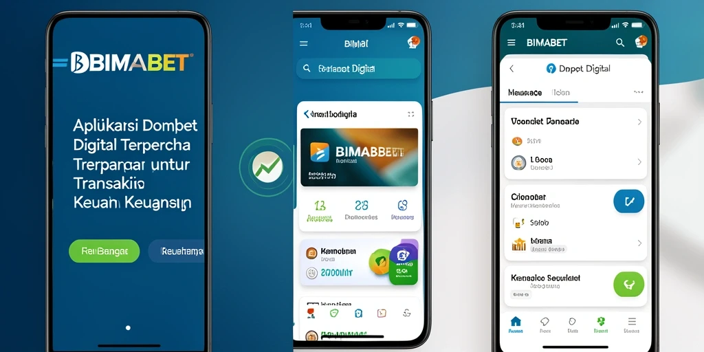 Tampilan antarmuka aplikasi Dompet Digital yang modern dan intuitif.