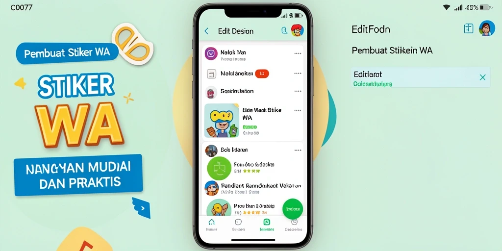 Tampilan antarmuka C0077 dengan berbagai fungsi Pembuat Stiker WA.