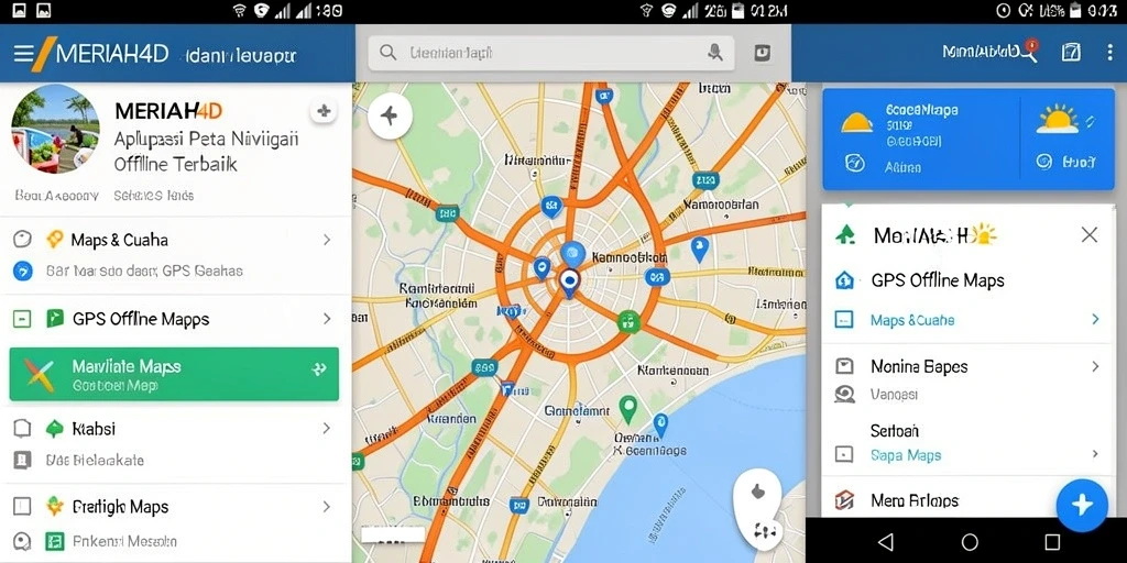 Tampilan antarmuka MERIAH4D dengan fitur GPS Offline Maps.