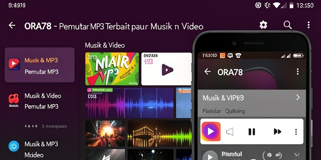 Tampilan antarmuka ORA78 yang user-friendly untuk mendengarkan musik.